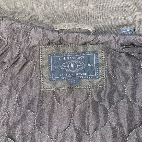 G.H. Bass & Co. Men’s Military Field Jacket Green Olive Large Full Zip Pockets - Picture 14 of 16